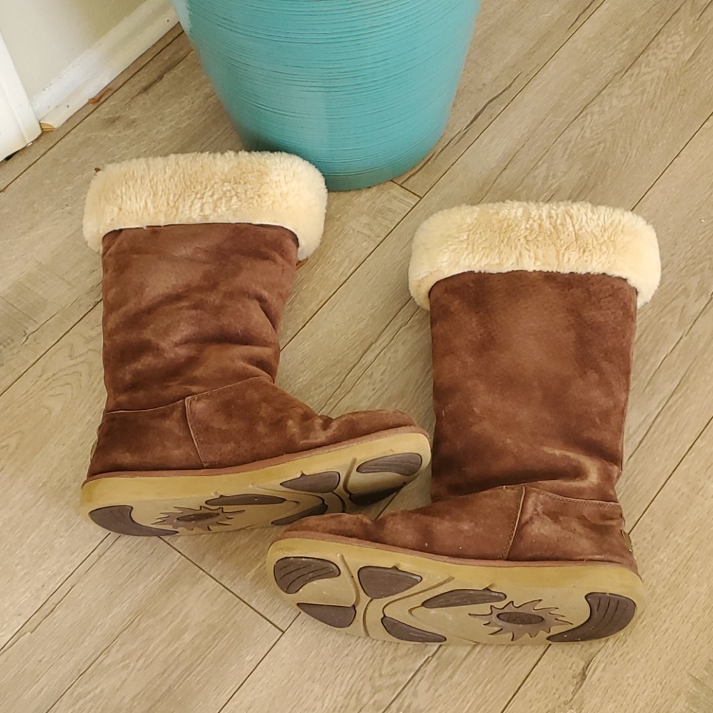 UGG Boots Womens 9 Brown Tall Winter Shearling Boots Casual - Picture 3 of 12